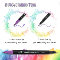 60 pièces de marqueurs d'art à double tête, stylos de couleur à deux pointes, ensemble de stylos à double pinceau
