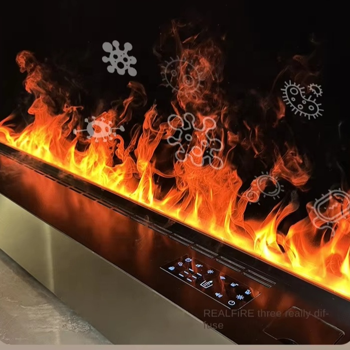 Excellent Quality Modern Wall Mounted Indoor European Style 3D Atomization Electronic Fireplace Flame Humidifier LED Display
