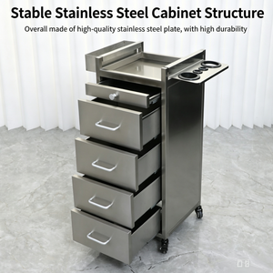 Commercial Stainless Steel Hairdressing <b>Trolley</b> Mobile Salon Storage Cabinet Multi Drawer Barber <b>Tool</b> Cart with Universal Wheels - Product Image 1