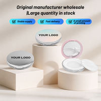 Étui vide pour poudre cosmétique à fermeture à pression avec miroir HD, mini tamis élastique et houppette, idéal pour les voyages (Marque Privée)