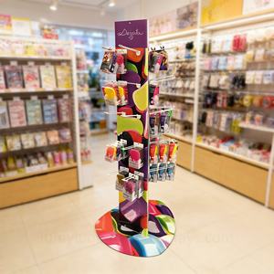 Présentoir à pinceaux de maquillage avec crochets, étagères métalliques sur pied à 3 faces pour l'organisation des outils de salon, les cosmétiques et le merchandising de peignes en magasin - Product Image 1