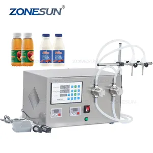 ZONESUN Double Head Magnetic Pump Beverage Perfume Water Juice Essential Oil Liquid Watercolor Pigment Bottle Filling Machine