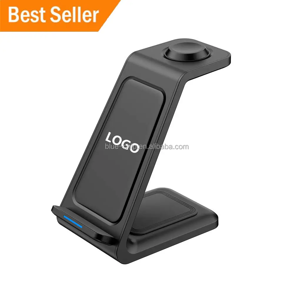 Portable Magnet Holder Station Pad Kickstand 3 In 1 Qi Stand Trending 15W Fast Wireless Charging For Phone And Watch Charger
