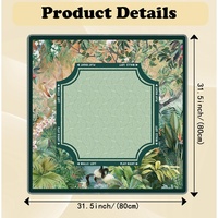Tapis de Mahjong en Acrylique Motif Plantes Tropicales Vertes, Antidérapant, Réduction du Bruit, Accessoire de Table pour Jeux de Dominos, Cartes de Poker et Jeux de Tuiles
