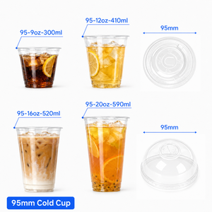 แก้วน้ำพลาสติก PET ใส ขนาด 95 มม. ความจุ 9 ออนซ์ สำหรับเครื่องดื่มเย็น แบบใช้แล้วทิ้ง ขายส่งจากโรงงาน รับทำโลโก้ สำหรับกาแฟเย็น ชานมไข่มุก น้ำผลไม้ แบบนำกลับบ้าน - Product Image 5