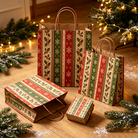 Sacs cadeaux en papier kraft de Noël à plat, personnalisables avec logo, recyclables, avec poignées, gain de place pour l'expédition et l'envoi de colis de Noël