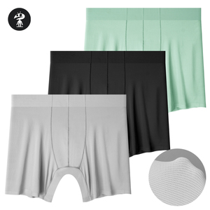 Calzoncillos sin costuras de secado rápido, ropa interior y bóxer para hombre con cintura elástica transpirable de malla de ángulo plano y pierna larga - Product Image 3