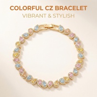 Gelang Rantai & Link Zirkon Tetesan Air Tak Beraturan Warna-warni Berkilau Manis, Perhiasan Tangan Fashion Cantik untuk Wanita