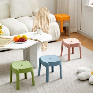 Thickened plastic <b>stool</b>, household small <b>stool</b>, adult round <b>stool</b>, stackable coffee table <b>stool</b>, <b>bathroom</b> non-slip children's - Product Image 2