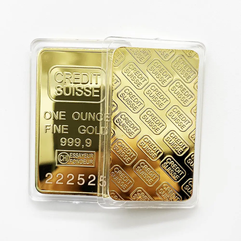Número de laser banhado a ouro puro 24k, barra de ouro 999 da moeda suíça 50mm