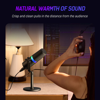 Microphone dynamique filaire professionnel XLR USB avec lumière RVB et support de microphone pour jeux sur PC, smartphones et podcasts