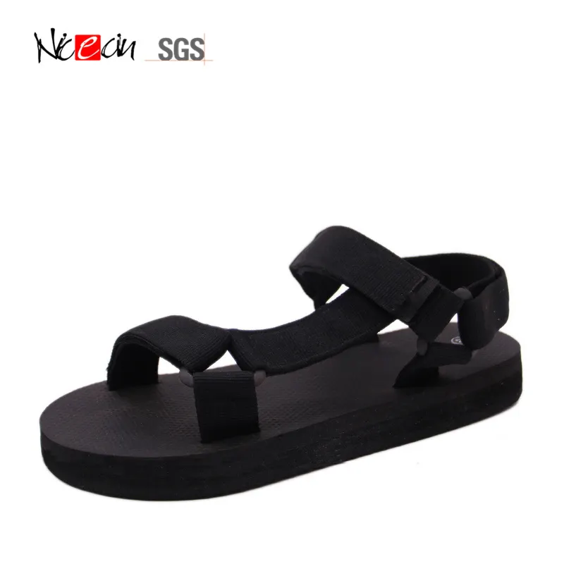 Nicecin yeni moda terlik erkekler için siyah kauçuk yaz açık sandalet