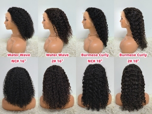 Promotion 53$ Letsfly 2# Burmese Curly 13x4 Lace Frontal Wigs 18 Inches Pre-pluckes Natural Hair Line Human Hair Wholesales - Product Image 4