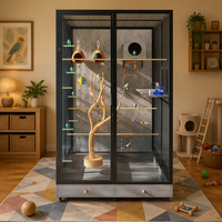 Villa de luxe pour oiseaux de grande taille, volière intérieure haute, habitat spacieux pour oiseaux, construction en bois durable, personnalisable pour les oiseaux de compagnie