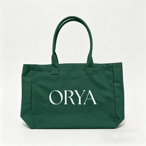 Custom Logo Oversize Extra Large Reusable Weekender Grocery Dark <b>Green</b> <b>Gift</b> Cotton Canvas Tote Bag - Product Image 3