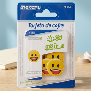 Juego de 4 insignias faciales al por mayor de 30 mm, pines de emoticonos pequeños hechos a medida, decoración con fijación magnética, marca Mengfu M-0105, China - Product Image 3
