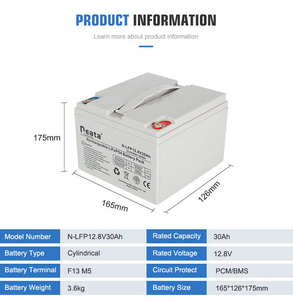 Солнечные батареи LiFePO4, 30 А · ч, 12 Вольт, литий-железо-фосфатная батарея глубокого цикла для освещения и кемпинга на открытом воздухе - Product Image 2