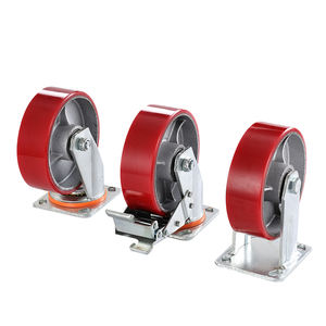 5 polegadas PU giro Universal Industrial resistente alta capacidade 350kg ferro fundido rodízio rodas com freio - Product Image 1