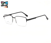 Vente en gros de montures de lunettes optiques pour hommes en acier inoxydable à demi-cerclage, nouveau design tendance