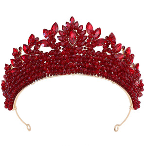 Tiara de Cristal con Cuentas Hechas a Mano, Chapada en Oro, Estilo Barroco, para Novia, Boda, Aniversario, Compromiso, Baile de Graduación, Concurso de Belleza - Product Image 6