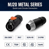 Connecteur circulaire étanche MJ20 20A à verrouillage rapide, prise mâle-femelle pour transmission de signal et d'alimentation industrielle