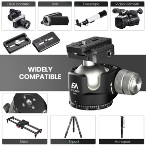 EVUMO DX55-P Cabezal de cámara con montura Arca Ball Head de 55 mm, cabezal de trípode de alta resistencia, montura Arca a Picatinny, liberación por palanca, carga de 40 kg L94 - Product Image 5