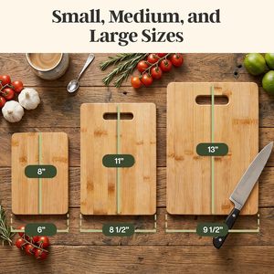 Juego de Tablas de Cortar de Bambú de 3 Piezas con Asa, Tablas de Picar Rectangulares Portátiles, Antibacterianas, Antideslizantes y Antimicrobianas - Product Image 2