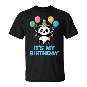 Camiseta de algodón unisex para adultos con diseño de panda kawaii, para fiesta de cumpleaños, It's My Birthday - Product Image 3