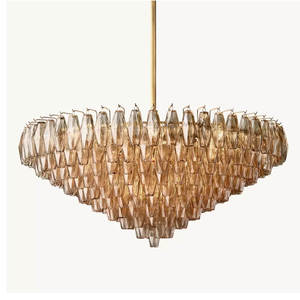 Large American Design Round Smoke Glass Chandelier For Villa Hotel Luxury High-end Handblown Glass Big Modern 46" Chandelier - Product Image 6