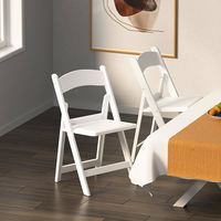 Chaises pliantes en résine blanche pour l'extérieur, robustes, empilables, portables, capacité 550 lb, pour mariages, fêtes et événements