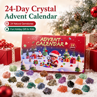 Calendrier de l'Avent en Cristal de Noël 24 Jours, Boîte Mystère de Pierres Brutes Naturelles et Minéraux, Cadeau pour Enfants