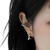 Boucles d'oreilles délicates en forme de serpent givré avec un œil en zircon bleu, pour femmes, sans perçage, en argent sterling 925, manchette d'oreille, bijoux fins personnalisés