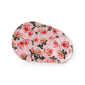 Assiettes réutilisables en plastique <span class=keywords><strong>rose</strong></span> Jumpforever décorations de dîner de mariage à fleurs roses assiettes en plastique pour mariage - Product Image 4