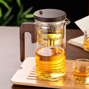 New Arrival Hot Bán thiết kế hiện đại cao Borosilicate Glass Tea Pot Set Infuser ấm trà cà phê Tea Set với óc chó xử <span class=keywords><strong>l</strong></span>ý - Product Image 2