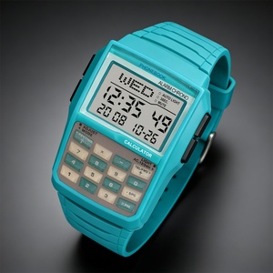 Montre numérique électronique rétro multifonctionnelle à forme irrégulière avec calculatrice, veilleuse LED, alarme sportive unisexe et affichage lumineux - Product Image 1