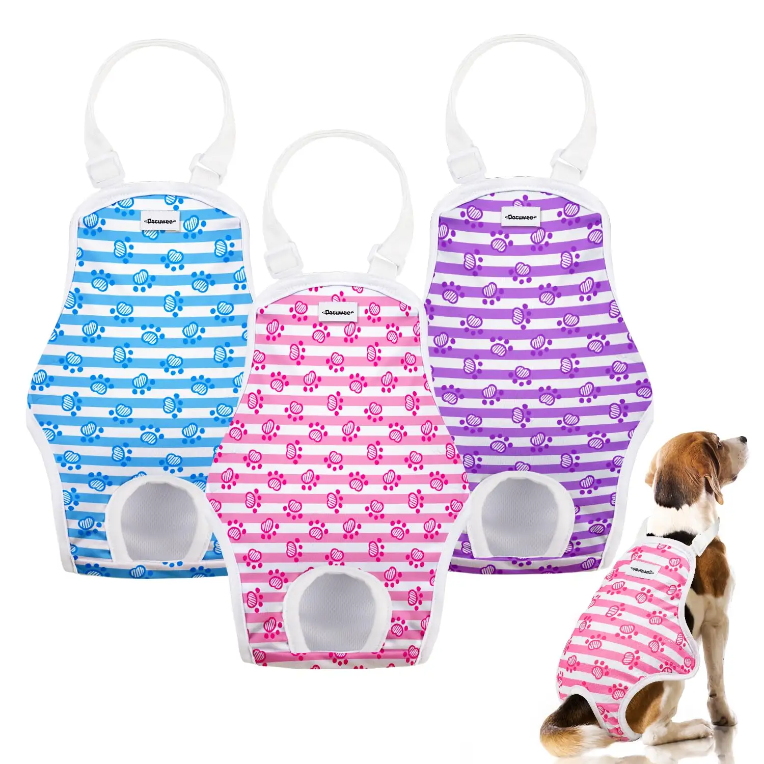 Dog Sanitary Period Panties with Adjustable Washable Reusable Pet Underwear Diaper Jumpsuits for Female Dogs in Heat Period