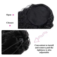 Queue de cheval à cordon Deep Wave, cheveux humains 100% naturels, extensions brésiliennes Remy, noir naturel, 100g, postiche à clipser