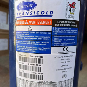 คอมเพรสเซอร์ทำความเย็น Carrier Transicold รุ่น RSH105GR01 400V 3 เฟส 50Hz ระบบทำความเย็นและความร้อน - Product Image 1