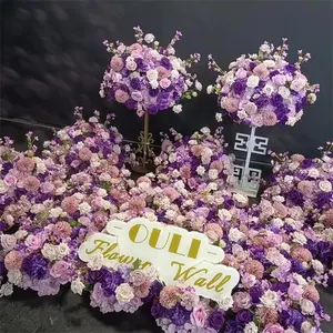 품질 B-2753 테이블 결혼식 60cm 중앙 조각 인공 장미 수국 꽃다발 꽃 공