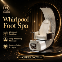 Fauteuil de pédicure Whirlpool avec massage profond par pétrissage et chaleur, rouleaux chauffants, couleurs et logos personnalisables, fibre de verre de haute qualité, LED 7 couleurs