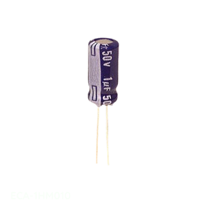 Condensador Original CAP ALUM 1UF 20% 50V RADIAL TH ECA-1HM010 de 1 uF con Orificio Pasante - Product Image 1