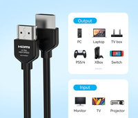Câble HDMI Premium 4K Ultra Fin 2.0b 18 Gbps 4K 2160p 1080p HDR 48 bits Couleurs Profondes ARC Nickelé pour Moniteur