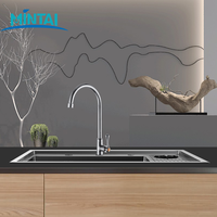 Évier simple encastré Mita, fait main, moderne, multifonctionnel, en acier inoxydable brossé noir, pour bar à domicile, villa, OEM