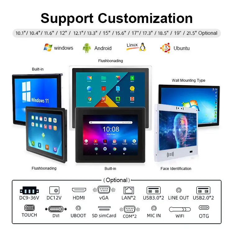 19 pollici Touch Panel PC robusto Tablet Android incorporato a parete Monitor industriale Fanless pannello PC tutto In uno Pc industriale