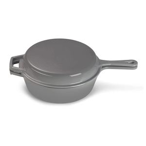 <span class=keywords><strong>Olla</strong></span> Holandesa de <span class=keywords><strong>Hierro</strong></span> <span class=keywords><strong>Fundido</strong></span> Esmaltado 2 en 1 de 10 Pulgadas con Tapa de Sartén para Acampar, Cocinar, Hornear y Freír - Product Image 1