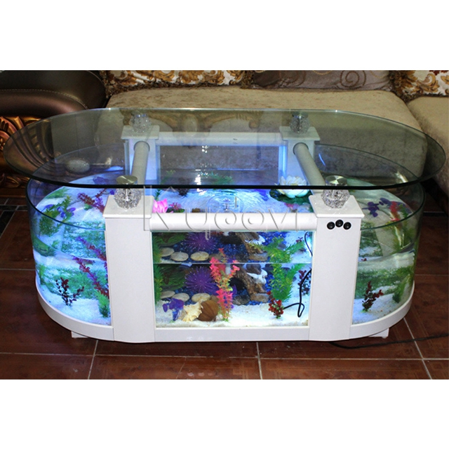 自定义eco客厅茶几鱼缸节能圆形玻璃水族馆表家