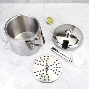 Cubo de hielo aislado de doble pared de 3L, asa de transporte, bañera para bebidas, orificio de drenaje de acero inoxidable, contenedor de <span class=keywords><strong>cubitos</strong></span> de hielo <span class=keywords><strong>con</strong></span> <span class=keywords><strong>tapa</strong></span> de pinzas para hielo - Product Image 4