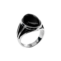 Bague en argent sterling 925 avec agate noire naturelle turque Kaanjewelry, style classique vintage pour homme, bague en argent personnalisée
