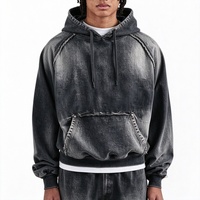 ODM Private Label Apparel French Terry Drop Shoulder Acid Wash Hoodie Streetwear Distressed Vintage Hoody