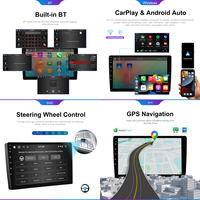 Radio Mobil Android Podofo 2 Din Layar Sentuh IPS 9'' 4+4Core 6+128GB Stereo Mobil Carplay Android Auto GPS WiFi FM RDS DSP BT USB